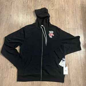 NWT Wear by Erin Andrews Wisconsin Badgers Full Zip Black Hoodie Women's Size XL
